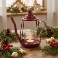 Tealight holder glass lantern metal jug red H22cm | Floristik24.co.uk