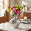 Decorative Vase Metal Hammered Flower Vase Silver 24x8x27cm | Floristik24.co.uk