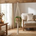 Macrame Hanging Decoration Boho Style Ø12cm H79cm Cream - Hanging Planter Wall Decoration | Floristik24.co.uk