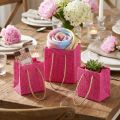 Gift bags with handles paper pink yellow green textile look 10.5cm 12pcs | Floristik24.co.uk