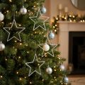 Christmas Decoration Star Pendant Silver Glitter 17.5cm 9 pcs | Floristik24.co.uk