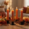 Taper Candles Dark Orange Solid Colored Sunset 34x240mm 4 Pcs | Floristik24.co.uk