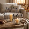 Candle holder metal grey mesh basket Ø25/10.5cm set of 2 | Floristik24.co.uk