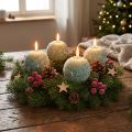 Set of 4 Green Ball Candles 8cm Glitter Snowball Christmas Decoration Advent Candles | Floristik24.co.uk