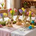 Ceramic rabbits gold rabbit sitting metal look 8.5cm 3pcs | Floristik24.co.uk
