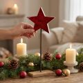 Star decoration natural red with stick on base 20x9.5x50cm | Floristik24.co.uk