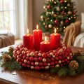 Advent wreath red gold ball wreath Christmas Ø33cm | Floristik24.co.uk