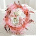 Feather wreath made of pheasant feathers decoration in pink Ø20cm 3 pcs | Floristik24.co.uk