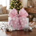 Christmas ribbon wire edge pink white star W25mm L15m | Floristik24.co.uk