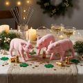 Lucky pig pink flocked 20cm 3pcs | Floristik24.co.uk