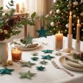 Glitter star set decorative hangers and scatter decoration emerald, light green 9cm/5cm 18 pcs | Floristik24.co.uk