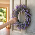 Artificial lavender wreath for spring, door decoration, decorative wreath for entrance area, 60cm | Floristik24.co.uk