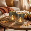 Elegant decorative lantern with grass motif for cozy living accents, 12.5cm, 2 pieces. | Floristik24.co.uk