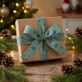 Gift ribbon bow ribbon with stars blue gold 25mm 15m | Floristik24.co.uk