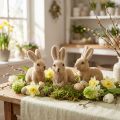 Decorative Flocked Sitting Easter Bunnies – 2nd Choice – Spring 10cm 6 pcs | Floristik24.co.uk