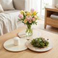 Coasters Table Decoration Flowers Beige Brown Ø20cm 3 Pcs | Floristik24.co.uk