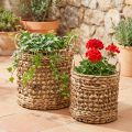 Set of 2 plant baskets made of seagrass and water hyacinth Ø31/26cm - decorative basket, flower basket, storage, eco-friendly, natural | Floristik24.co.uk