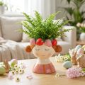 Girl's face in a flower pot with sleeping strawberries, decoration for living room, spring, 13cm | Floristik24.co.uk