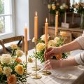 Taper Candles Solid Colored Peach Candles Orange 34×300mm 4 Pcs | Floristik24.co.uk