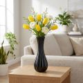 Vase black glass vase grooves flower vase glass Ø6cm H18cm | Floristik24.co.uk