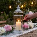 Deco Lantern Shabby Chic Lantern White Metal Ø15cm H46cm | Floristik24.co.uk