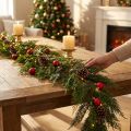 Green Thuja fir garland with fruit, decorative hanging ornament, Christmas decoration, festive artificial garland, 175cm long | Floristik24.co.uk