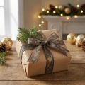 Christmas ribbon brown gold gift ribbon fir tree 25mm 15m | Floristik24.co.uk