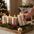 Platinum Metallic Pillar Candles 70x100mm 4-Piece Set - Elegant Table Decoration Premium Candles Long Burning Time | Floristik24.co.uk
