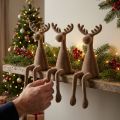 Elk flocked edge sitter brown 31cm 3 pieces | Floristik24.co.uk