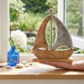 Sailing ship decoration natural silver mango wood 25.5x4x28.5cm | Floristik24.co.uk