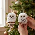 Owl Hanging Decorations, White and Grey, 6cm, Set of 2 | Floristik24.co.uk