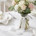 Chiffon ribbon white fabric ribbon with fringes 40mm 15m | Floristik24.co.uk