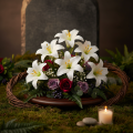 Artificial lily flower, white, on wire, medium size, 35cm, 5 pieces | Floristik24.co.uk