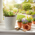 Decorative bucket, whitewashed, with handle, Ø20.5cm, metal planter decoration | Floristik24.co.uk