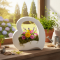 White Open Heart Shaped Planter 19cm for Floral Arrangements and Home Decoration | Floristik24.co.uk