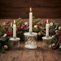 Round Cream-Coloured Metal Candle Holders for Taper Candles 10cm Set of 2 | Floristik24.co.uk