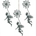 Floristik24 Spring decoration, elf with dandelion, decoration pendant flower fairy, metal decoration 3pcs