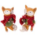 Floristik24 Set of 2 Polyresin Fox Figures with Scarf and Pine Cone, 10 cm, Autumn Decor