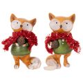 Set of 2 Polyresin Fox Figures with Scarf and Pine Cone, 10 cm, Autumn Decor | Floristik24.co.uk
