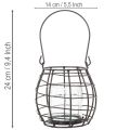 Garden lantern black metal with lantern Ø14cm H12.5cm | Floristik24.co.uk