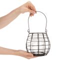 Garden lantern with handle black glass Ø17cm H15cm | Floristik24.co.uk