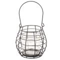 Garden lantern with handle black glass Ø17cm H15cm | Floristik24.co.uk