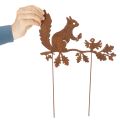 Garden stake squirrel on branch, weathered metal, 42cm high, 3 pieces | Floristik24.co.uk
