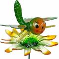 Floristik24 Decorative plug butterfly and flower with metal springs green, orange H70cm