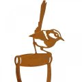Patina garden stake bird on shovel handle H46.5cm