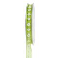 Floristik24 Gift ribbon green with blossom 10mm 20m