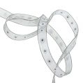 Floristik24 Gift ribbon gray with flower 10mm 20m