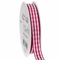 Floristik24 Viscose and Polyester Checked Ribbon in Red and White, 15 mm x 20 m for Gifts and Home Décor