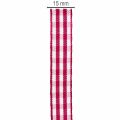 Viscose and Polyester Checked Ribbon in Red and White, 15 mm x 20 m for Gifts and Home Décor | Floristik24.co.uk
