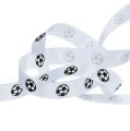 Floristik24 Giftband white with football 15mm 25m
